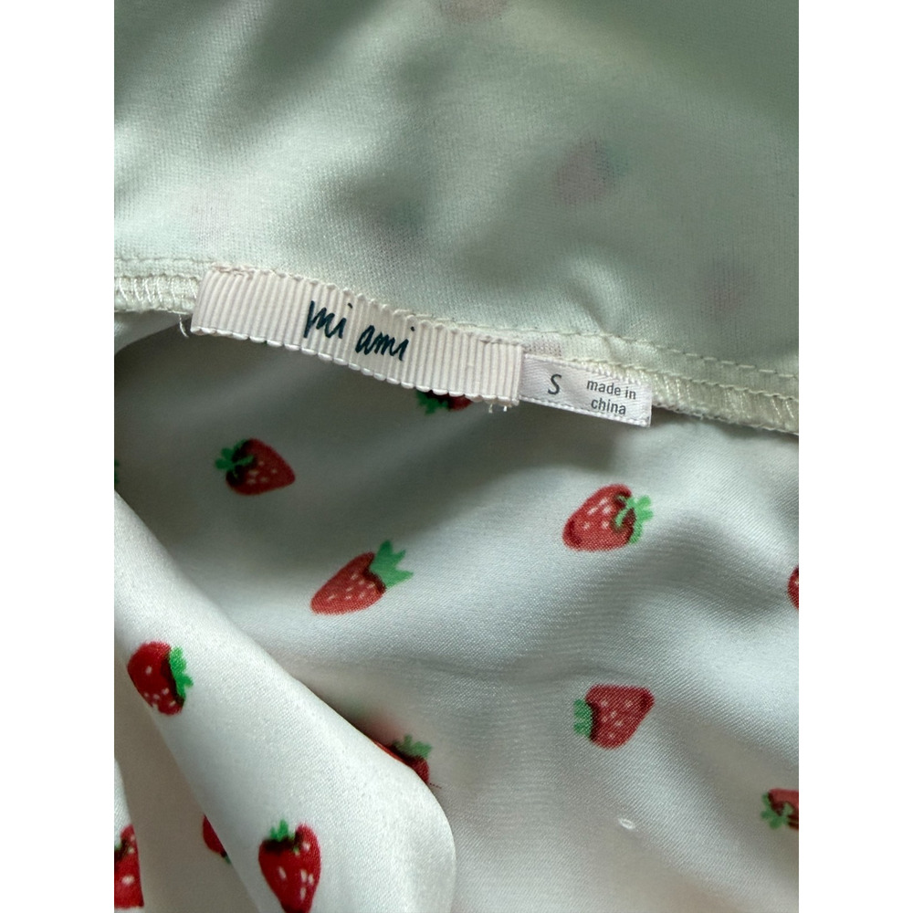 Mi Ami Strawberry Print Mini Dress Women Small Cottagecore Fit Flare Francesca’s - Picture 11 of 13
